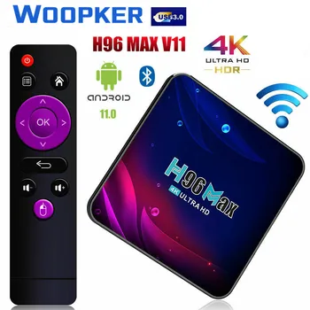 WOOPKER TV Box Android 11 4G 64GB Smart TV Box H96 MAX V11 4K Hd Media Player, 2.4 G 5.8 G WIFI, BT Youtube ' i Hääl Set Top Box
