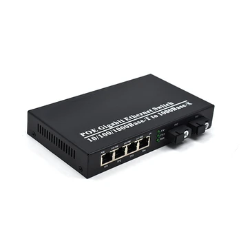 Täielik Gigabits 4-Port Poe Switch Toetada IEEE802.3af/vähemalt 2-KS Kiudaineid 20KM Poe Media Converter For Wireless AP, IP Kaamera