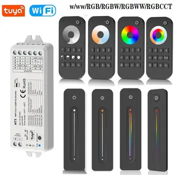 WT5 Tuya 5 in 1 Wifi LED Kontroller Dimmer DC12V 24V RF 4-Zone Touch Remote Alexa Kontrolli PÄEVASÕIDUTULEDE RGBW RGB-CCT LED Valgus 
