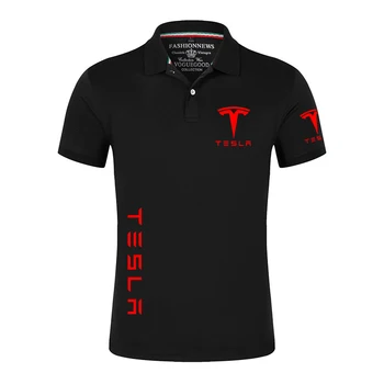 Tesla Trükitud Polo Särk 2023 Uus Meeste Suvel Stritching Meeste lühikesed Püksid Varruka Polo Hingav Äri Riided Tee Särk Polos