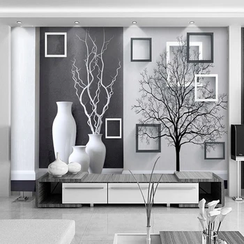 3D Kohandatud Foto Tapeet Seinamaaling Lihtne Must ja Valge Suure Puu TV Paberid Home Decor Taust