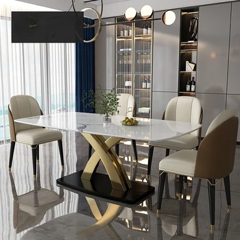Itaalia luksus marmor söögilaud ja tool koostisega ristküliku loominguline disain söögilaud luksuslik mööbel