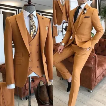 2023 Uus Meeste Ülikonnad, Slim Fit Tipp Lape Custom Made Äri Peigmees Kanda 3 Tükki Meeste Pulm Kostüüm (Ülikond) Homme