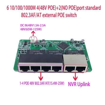 6-port mini poe Gigabit switch module 48V2A3A 96w-144w 4 port 10/100/1000M lüliti moodul PCBA Emaplaadi RJ45 POE NVR CCTV