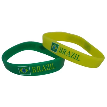 300pcs Riigi Lipud Brasiilia Roheline Kollane Kummist Wristbands Silikoonist Käevõrud