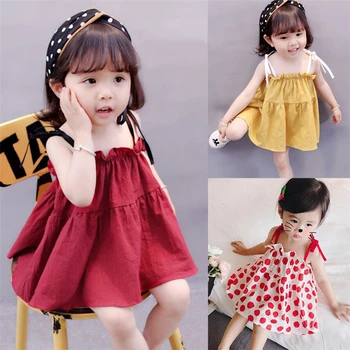 2020. aasta Suvel, 100% Cotton Baby Girl Dress Punane 1. Sünnipäev Princess Kleidid Pool Pulm 1-5Y Vastsündinud Imiku Ristimine Riided