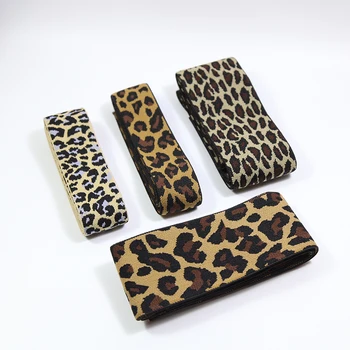 Jacquard triibuline kummipaelaga püksid elastne värvel kummi bänd korter leopard printida elastsed püksid vöö mitmesugused