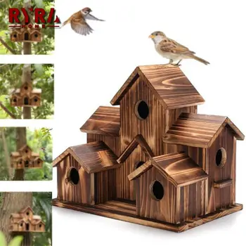 Bird Feeder Kaunistused Vastupidav Birdhouse Toel Lemmikloomatarbed Lind Maja Pesade Multifunktsionaalne Kõrge Kvaliteedi Lihtne Puidust