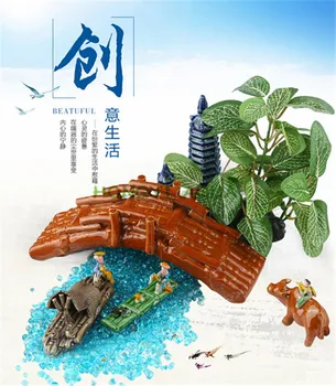 Kala tank Haljastus käsitöö Akvaariumi komplekti üksuste kivisild kivimaja pagoda Lehtla keraamika praami Väikesed kaunistused