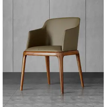 Põhjamaade täispuidust söökla juhataja nahkpolster kangast kaasaegne lihtne tool hotel kohvi restoran piima tee kaupluse kodus tool