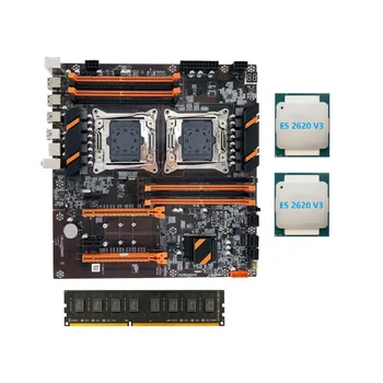 X99 Dual CPU, Emaplaadi LGA2011 Toetada DDR4 ECC Mälu, Emaplaat koos 2XE5 2620 V3 CPU+DDR4 4GB 2133Mhz RAM