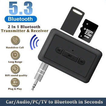 Bluetooth-5.3 AUX-Wireless-Audio-Adapter 2-in-1Receiver Saatja 3,5 mm Pistikuga Juhtmega Kõrvaklapid, TV Kõlarid auto MP3 Mängija