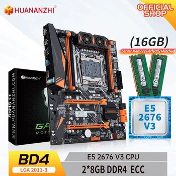 HUANANZHI X99 BD4 LGA-2011-3 XEON X99 Emaplaat Intel E5 2676 v3 2*8G DDR4 ECC mälu combo kit komplekt NVME NGFF