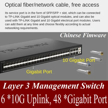 10Gbps Ethernet Võrgu Lüliti 6*10000Mbps SFP+ Optiline Sadamate Layer 3 Management Switch 48*Gigabit SFP Ports 32K MAC, VLAN IPv6
