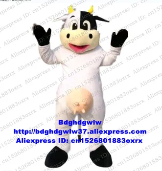 Must Valge Lehm Bossy Veised Vasikas Maskott Kostüüm Täiskasvanud Cartoon Character Riided Kunstnik Programmi väikelaste Õpetamise zx2945