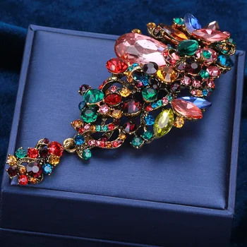 Naiste Mood Vintage Suur Kristall-Lill Prossid Naiste Luksus Kollase Kulla Värvi Kive Sulamist Taim Sõle Haaknõelad