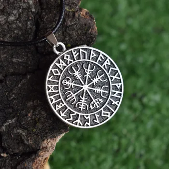 SanLan 12tk Maamees Norse Viking Kompass Vegvisir Koos Runes Kaelakee Amulett Põhjamaade Ehted