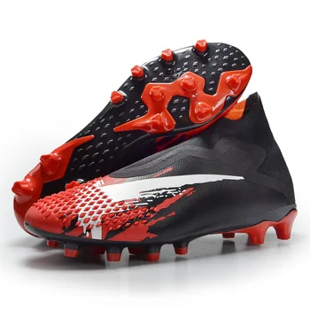 Hulgi mood jalgpalli kingad mens uute tulijate kõrge pahkluu jalgpalli saapad