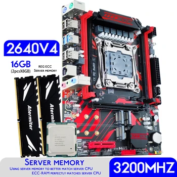 Atermiter X99 Emaplaadi Komplekt Xeon E5 2640 V4 CPU-LGA-2011-3 Protsessor DDR4 16 GB ( 2 X 8 GB ) 3200MHz REG serveri Mälu RAM