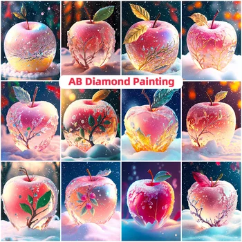 Evershine DIY AB Diamond Maali Apple Uus 2023 Täis Ruut, Ring Puu Lume Diamond Tikandid Maastik Mosaiik Seina Kleebised
