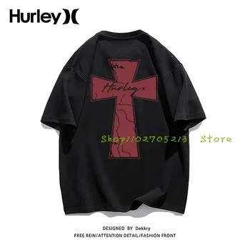 2023 Hurley Classic High Street t-särk lihtne kiri logo lahti lühikese varrukaga, kanna Valge Must rist varesejalad T-särk Uus