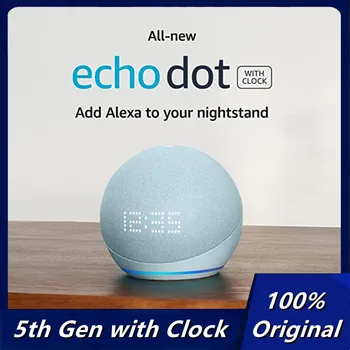 Algne 5th Gen Smart Kõlar koos Kella Alexa Hääl Assistent Arukas Kodu Smart Heli Kontroll Kaasaskantav Bluetooth Kõlar