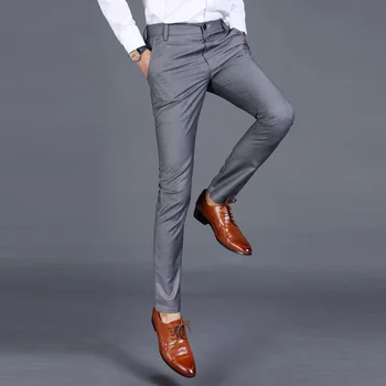 Meeste Kevad-Sügis Fashion Business Casual Pikad Püksid Sobivad Püksid Mees Elastne Otse Ametliku Püksid