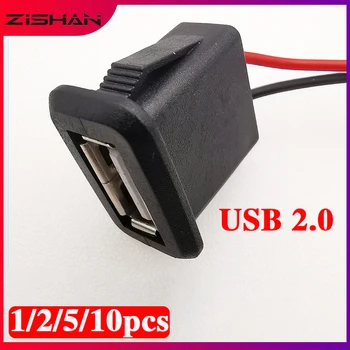10tk 4 wire USB 2.0 Naine Power Jack 2Pin 4Pin Laadimise Port-Ühenduspesa Koos PH2.0 Kaabli Elektrilised Klemmid USB-Laadija Pesa