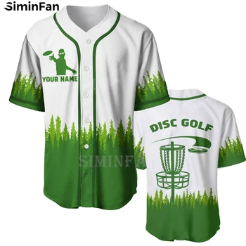 Disc Golf 3D Trükitud Mens Pesapalli Jersey Särgid Roheline Valge Suve Püstkrae Camisa Beach T-Särk Unisex Naiste Särk Top, Pluus