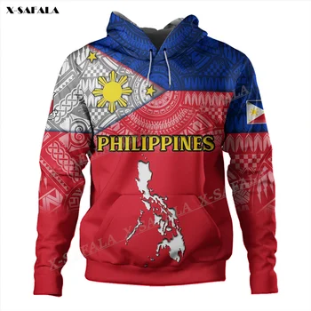 Kaart Lipu Filipiinid iseseisvuspäeva 3D Print Lukuga Topp Meeste Pullover Jersey Särgid Hingav