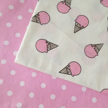100% puuvillane twill valge/roosa käbid polka dots jade DIY lapsed voodipesu rõivad riided kleit quilting käsitöö telas riie