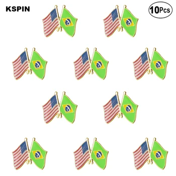 10tk palju U. S. Brasiilia Rinnamikrofon Pin Lipu embleem Sõle Sõrmed Märgid 10tk Palju