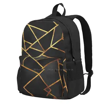 Must Kuld Kivi Geomeetriline Hot Müük Seljakott Fashion Bags Must Kuld Read Kaasaegne Graafiline Minimaalne Marmor Abstraktne Geomeetria