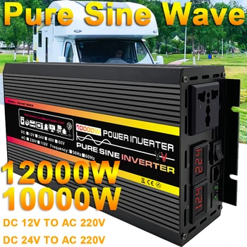 12000W Pure Sine Wave Power Inverter DC 12V 24V AC 220V Inverter, Konverter Päikeseenergia Süsteemi Kodus Väljas RV Auto 50hz 60hz