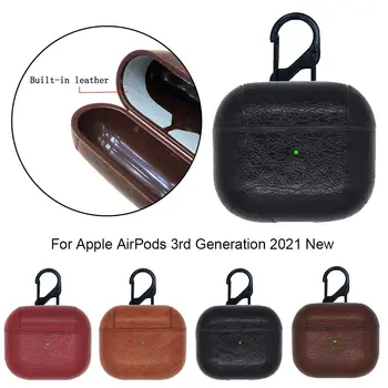 PU Nahk Juhul Kõva Kest Kaitsva Katte Bluetooth Kõrvaklapid Tarvikud Non-slip Anti-kadunud Apple AirPods 3. Põlvkond