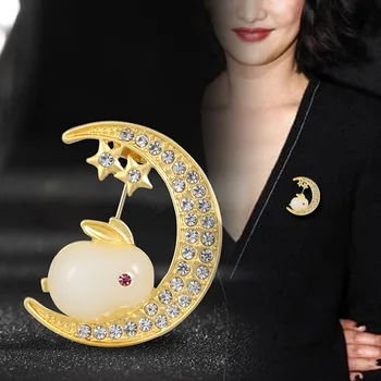 Naiste Mood Crystal Armas Jänes Star Moon Prossid Naiste Luksus Kollane Kuld, Hõbe Värvi Sulamist Loomade Sõle Haaknõelad