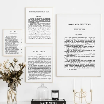 Põhjamaade Plakat Uhkus ja Eelarvamus Raamat Quote & Kirjandus Plakat Pildid Jane Austen Kingitused Seina Art Lõuend Maali Pilt Decor