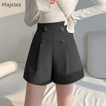 Lühikesed püksid Naiste Office Lady Vabaaja Lihtne Vintage Suvel korea Stiilis Kõrge Vöökoht Elegantne Uus Fashion Streetwear Hotsweet Kõik-mängu