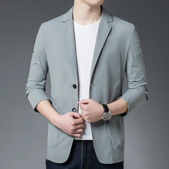 2023New kõrge-kvaliteet mood ja ilus elastne ülikond meestele korea versioon slim-fit vaba aja veetmise päikesekaitse riided sobiks jope