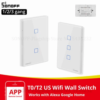 Itead SONOFF T0/T2 MEILE Touch Lüliti Smart Light Switch Panel Wall Interruptor Wifi Lüliti USA Kaotab Töö Alexa e-WeLink