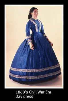 1860 kodusõda ajastu päev kleit victoria kodusõda scarlett daydress Retro sinine teater reenactment Jõulud kostüüm (ülikond)