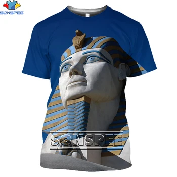 SONSPEE Egiptuse Sfinks T-särk 3D-Mehed, Naised Mood Streetwewar Püramiid Tshirt Unisex Lühikesed Varrukad Tee Tops Must reede Müük