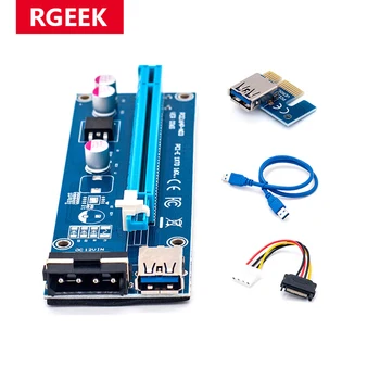 RGeek PCI-E Extender Adapter Ärkajatele PCI Express Pcie Ärkaja Kaart Kaevandamine 1x kuni 16x USB 3.0 SATA et 4Pin IDE Molex Toite Kaabel