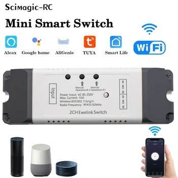 SM 7-32V Ewelink WiFi Relee Moodul 2 Channel USB 5V Traadita Targa Kodu kaugjuhtimine Lüliti (RF 433MHZ Alexa Googole Kodu