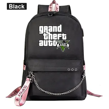 Grand Theft Auto USB Seljakott Kooli Kotid Mochila reisikotid Sülearvuti Kett Seljakott Kõrvaklappide, USB Port