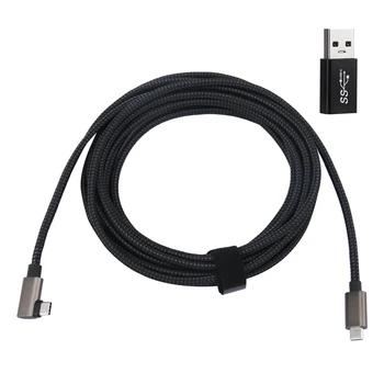 2 In 1 Kiire Laadimise Link Cable Adapter Must Lisaseadmed-USB-C 3.1 Gen2 VR Peakomplekt Paindlik Suure Kiirusega Sobib Oculus Quest 2
